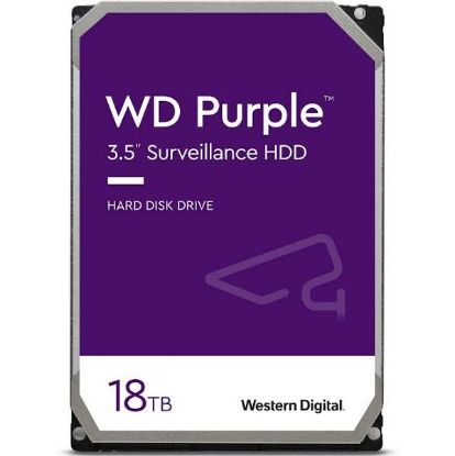 Picture of WD180PURZ Western Digital 18TB Purple 7.2K RPM SATA 6GBPS 512MB Buffer 3.5-Inch Internal HDD. New Bulk Pack.