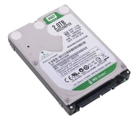 Picture of WD20NPVX Western Digital Green 2TB 5.4K RPM SATA 6GBPS 8MB Cache 2.5 inch Internal Hard Drive. Refurbished.