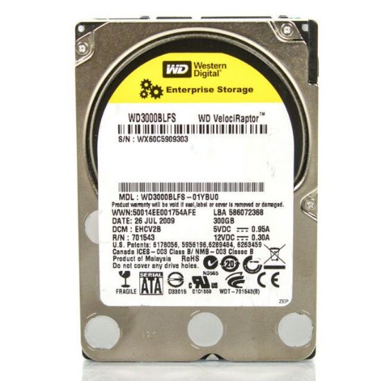 Picture of WD3000BLFS Western Digital SATA 3GBPS VelociRaptor 300GB 10K RPM 16MB Buffer Enterprise HDD | Refurbished