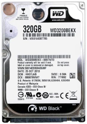 Picture of WD3200BEKX Western Digital Black 320GBPS 2.5 Inch SATA 7.2K RPM 8MB Buffer Internal Hard Drive | Refurbished