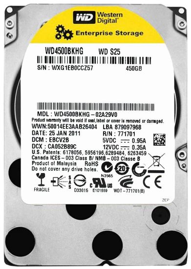 Picture of WD4500BKHG Western Digital SFF 2.5 Inch 6GBPS SAS Hard Drive. New Factory Sealed 3 Years Western Digital Warranty.
