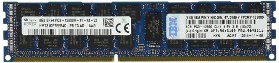 Picture of 90Y3108 IBM 8GB 1600MHz PC3-12800 240-Pin CL11 1.5v DDR3 SDRAM ECC Dual Rank X4 Registered RDIMM Memory For System X Server. New Bulk Pack.