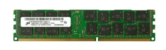 Picture of MT36JSF2G72PZ-1G6E1 Micron 16GB 1X16GB 1600MHZ PC3-12800 Cl11 Dual Rank ECC Registered DDR3 SDRAM DIMM Genuine Micron Server Memory Module. New Bulk Pack.