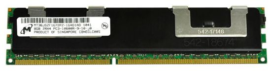 Picture of MT36JSZF1G72PZ-1G4D1 Micron 8GB 1333MHZ PC3-10600 Cl9 ECC Registered Dual Rank DDR3 SDRAM DIMM 240-Pin Genuine Micron Memory Module For Server. New Bulk Pack.