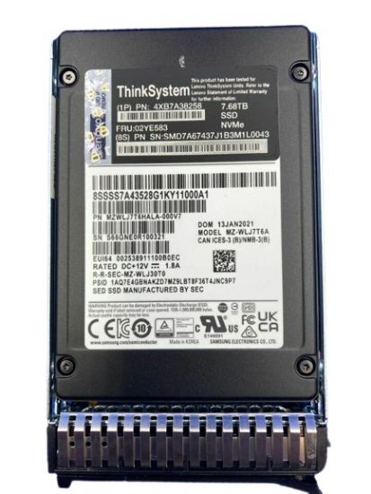 Picture of 02YE583 Lenovo 7.68TB PCI-E PM1733 2.5Inch U.2 4.0 X4 NVME Hot Swap Internal SSD | Refurbished