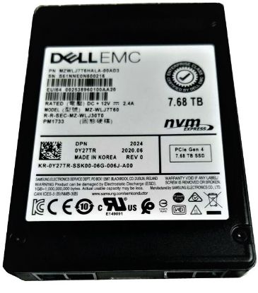 Picture of MZ-WLJ7T60 Samsung Pm1733 7.68TB 2.5inch PCIE 4.0 X4 (nvme) Enterprise Internal SSD | Refurbished | Dell OEM