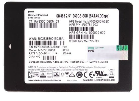 Picture of MZ7KH960HAJR-00AH3 Samsung 960GB SATA 6GBPS 2.5inch Mixed Use Enterprise SSD | Brand New | HPE OEM