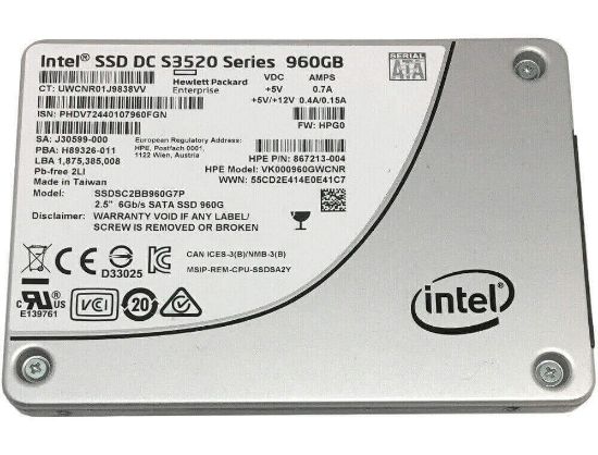 Picture of P02763-001 HPE 960GB SAS-12GBPS Read Intensive SFF 2.5inch Digitally Signed Firmware SSD | New Bulk Pack